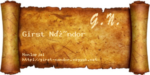Girst Nándor névjegykártya